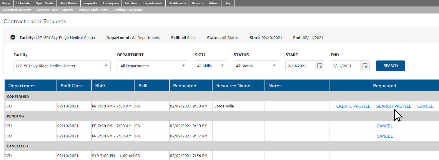 Manage Contract Labor Requests