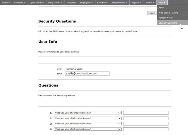 Setting Up Security Questions